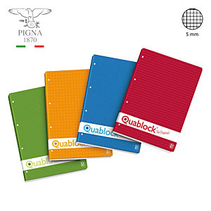 PIGNA Quaderno Quablock, A4, Quadretto 5 mm, Colori assortiti (confezione 5 pezzi)