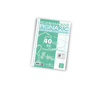 PIGNA Ricambi rinforzati PIGNARIC, Formato A4, Rigatura 0C (confezione 40 fogli) PIGNA Ricambi rinforzati PIGNARIC, Formato A4, Rigatura 0C (confezione 40 fogli)