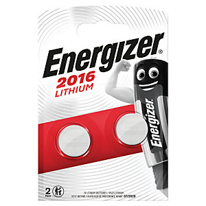 Piles Boutons Energizer Lithium CR 2016, lot de 2
