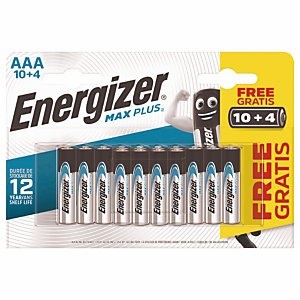 Piles Energizer Max Plus AAA, pack de 14 piles