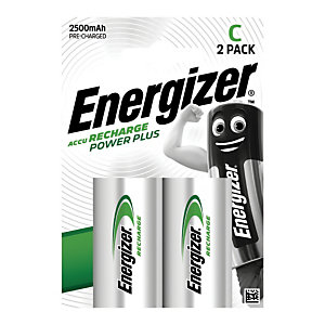 Piles rechargeables Energizer 2500mAh HR14 C Ni-MH, lot de 2