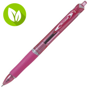 Pilot Acroball Begreen Bolígrafo retráctil de punta de bola, punta mediana de 1 mm, cuerpo rosa de resina con grip, tinta rosa