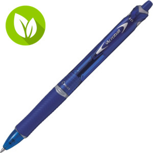 Pilot Begreen Acroball Bolígrafo retráctil de punta de bola, punta mediana, cuerpo azul con grip, tinta azul