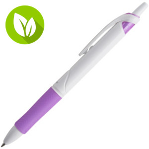 Pilot Begreen Acroball PureWhite Bolígrafo retráctil de punta de bola, punta mediana, cuerpo blanco y morado con grip, tinta violeta