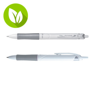 Pilot Begreen Acroball PureWhite Bolígrafo retráctil de punta de bola, punta mediana, plástico reciclado, cuerpo blanco con grip, tinta negra