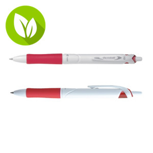 Pilot Begreen Acroball PureWhite Bolígrafo retráctil de punta de bola, punta mediana, plástico reciclado, cuerpo blanco con grip, tinta roja