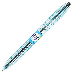 Pilot Begreen B2P Bolígrafo retráctil de gel, punta mediana, cuerpo de plástico azul con grip, tinta negra