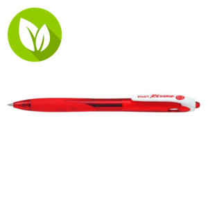 Pilot Begreen Rexgrip Bolígrafo retráctil de punta de bola, 1 mm. punta mediana, cuerpo reciclado con grip, tinta roja