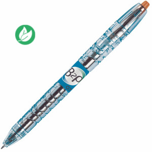 Pilot Begreen Stylo à encre gel rétractable, Begreen B2P, pointe moyenne (0,7 mm), avec zone de préhension, corps en polypropylène bleu, encre rouge