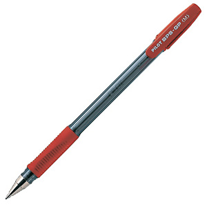 Pilot BPS-GP Bolígrafo de punta de bola, punta mediana de 1 mm, cuerpo translúcido con grip, tinta roja