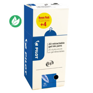 Pilot Eco pack stylos bille rétractables, B2P Begreen, pointe moyenne, avec zone de préhension, corps en plastique bleu, encre noire Pilot Eco pack stylos bille rétractables, B2P Begreen, pointe moyenne, avec zone de préhension, corps en plastique bleu, encre noire