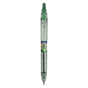 Pilot Ecoball Begreen Bolígrafo retráctil de punta de bola, punta mediana de 1,0 mm, cuerpo de plástico traslúcido, reciclado, tinta verde