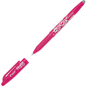Pilot FriXion Ball Bolígrafo de punta de bola de tinta líquida, tinta termosensible borrable, punta mediana de 0,7 mm, cuerpo rosa con grip, tinta rosa