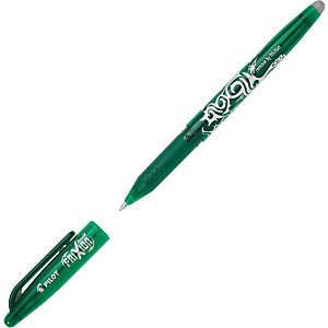 Pilot FriXion Ball Bolígrafo de punta de bola de tinta líquida, tinta termosensible borrable, punta mediana de 0,7 mm, cuerpo verde con grip, tinta verde