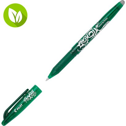 Pilot FriXion Ball Bolígrafo de punta de bola de tinta líquida, tinta termosensible borrable, punta mediana de 0,7 mm, cuerpo verde con grip, tinta verde - 1