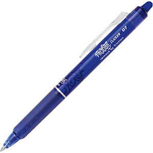 Pilot FriXion Ball Clicker Bolígrafo retráctil de tinta líquida, tinta termosensible borrable, punta mediana de 0,7 mm, cuerpo azul con grip, tinta azul