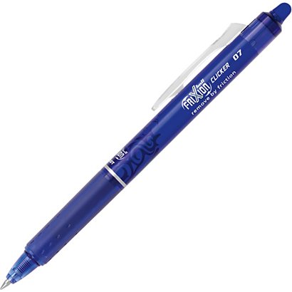 Pilot FriXion Ball Clicker Bolígrafo retráctil de tinta líquida, tinta termosensible borrable, punta mediana de 0,7 mm, cuerpo azul con grip, tinta azul - 1