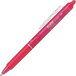 Pilot FriXion Ball Clicker Bolígrafo retráctil de tinta líquida, tinta termosensible borrable, punta mediana de 0,7 mm, cuerpo rosa con grip, tinta rosa