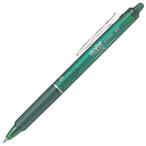 Pilot FriXion Ball Clicker Bolígrafo retráctil de tinta líquida, tinta termosensible borrable, punta mediana de 0,7 mm, cuerpo verde con grip, tinta verde