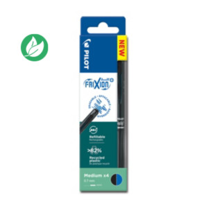 Pilot FriXion Ball Plus Begreen - Stylo roller encre gel effaçable et rechargeable - Pointe moyenne - Pochette de 4 bleu/noir Pilot FriXion Ball Plus Begreen - Stylo roller encre gel effaçable et rechargeable - Pointe moyenne - Pochette de 4 bleu/noir