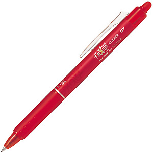 Pilot FriXion Clicker Stylo roller rétractable encre gel effaçable pointe moyenne 0,7 mm rouge