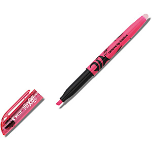 Pilot Frixion Light Marcador fluorescente, tinta termosensible borrable, punta biselada, 1 mm-3,8 mm, rosa