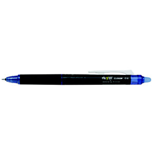 Pilot FriXion Point Clicker Bolígrafo retráctil de tinta líquida, tinta termosensible borrable, punta extrafina de 0,5 mm, cuerpo negro con grip, tinta azul
