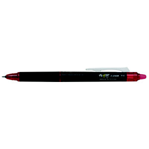Pilot FriXion Point Clicker Bolígrafo retráctil de tinta líquida, tinta termosensible borrable, punta extrafina de 0,5 mm, cuerpo negro con grip, tinta rojo