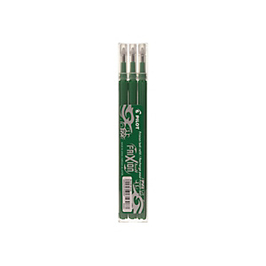 Pilot FriXion Recambio para bolígrafos FriXion Ball y FriXion Clicker, tinta termosensible borrable, punta fina de 0,7 mm, verde, paquete de 3 Pilot FriXion Recambio para bolígrafos FriXion Ball y FriXion Clicker, tinta termosensible borrable, punta fina de 0,7 mm, verde, paquete de 3