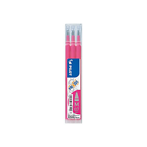 PILOT FriXion, recharge pour stylo à encre gel, pointe moyenne de 0,7 mm, encre rose (lot de 3)
