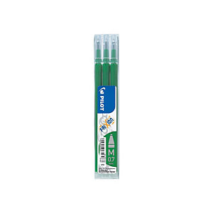 PILOT FriXion, recharge pour stylo à encre gel, pointe moyenne de 0,7 mm, encre verte (lot de 3)