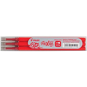 Pilot FriXion Refill per penna gel, Punta extra fine da 0,5 mm, Inchiostro rosso (confezione 3 pezzi) Pilot FriXion Refill per penna gel, Punta extra fine da 0,5 mm, Inchiostro rosso (confezione 3 pezzi)