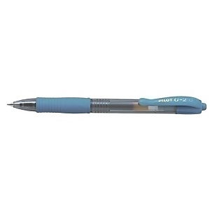 PILOT G-2 Bolígrafo retráctil de gel, punta fina de 0,7 mm, cuerpo azul con grip, tinta azul pastel