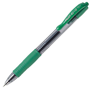 Pilot G-2 Bolígrafo retráctil de tinta de gel, punta mediana de 0,7 mm, cuerpo translúcido con grip, tinta verde Pilot G-2 Bolígrafo retráctil de tinta de gel, punta mediana de 0,7 mm, cuerpo translúcido con grip, tinta verde