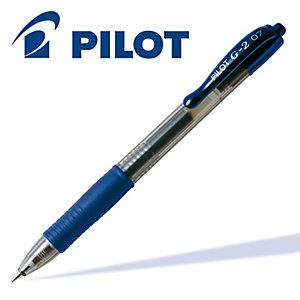 Pilot G-2 Penna gel a scatto, Punta fine da 0,7 mm, Fusto blu con grip, Inchiostro blu (confezione 12 pezzi)