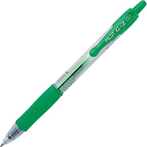 Pilot G-2 Penna gel a scatto, Punta media da 0,7 mm, Fusto traslucido con grip, Inchiostro verde Pilot G-2 Penna gel a scatto, Punta media da 0,7 mm, Fusto traslucido con grip, Inchiostro verde