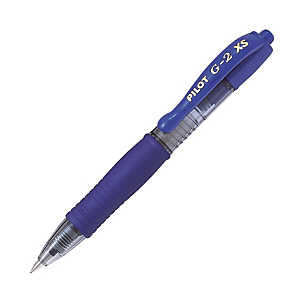 Pilot G-2 XS Pixie Bolígrafo retráctil de gel, punta fina, cuerpo azul con grip, tinta azul