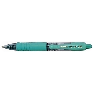 Pilot G-2 XS Pixie Bolígrafo retráctil de gel, punta fina, cuerpo turquesa con grip, tinta turquesa