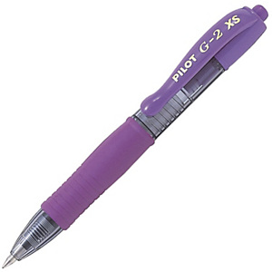 Pilot G-2 XS Pixie Bolígrafo retráctil de gel, punta fina, cuerpo violeta con grip, tinta violeta