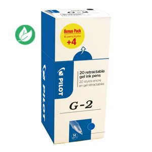 Pilot G2 Stylo roller encre gel rétractable pointe moyenne 0,7 mm bleu (Pack Promo 16 + 4 OFFERTS) Pilot G2 Stylo roller encre gel rétractable pointe moyenne 0,7 mm bleu (Pack Promo 16 + 4 OFFERTS)