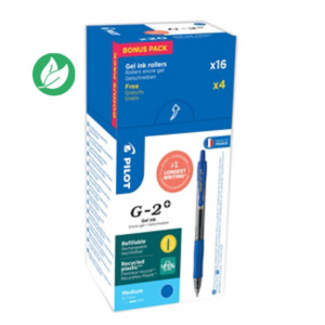 Pilot G2+ Stylo roller encre gel rétractable pointe moyenne 0,7 mm bleu (Pack Promo 16 + 4 OFFERTS) Pilot G2+ Stylo roller encre gel rétractable pointe moyenne 0,7 mm bleu (Pack Promo 16 + 4 OFFERTS)