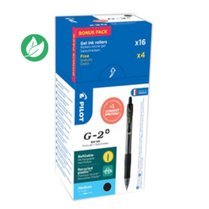 Pilot G2+ Stylo roller encre gel rétractable pointe moyenne 0,7 mm noir (Pack Promo 16 + 4 OFFERTS) Pilot G2+ Stylo roller encre gel rétractable pointe moyenne 0,7 mm noir (Pack Promo 16 + 4 OFFERTS)