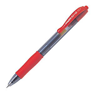 Pilot G2 Stylo roller encre gel rétractable pointe moyenne 0,7 mm rouge Pilot G2 Stylo roller encre gel rétractable pointe moyenne 0,7 mm rouge