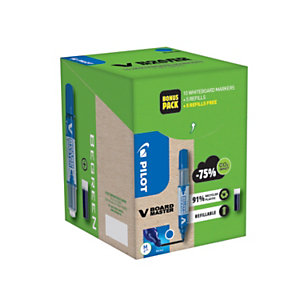 Pilot Green Pack 10 Marcatori per lavagne bianche V Board Master + 5 Refill + 5 Refill compresi nel prezzo, Blu