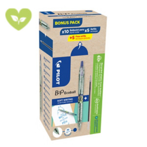PILOT Green Pack 10 Penne a sfera a scatto Begreen B2p Ecoball + 5 Refill + 5 Refill compresi nel prezzo, Blu PILOT Green Pack 10 Penne a sfera a scatto Begreen B2p Ecoball + 5 Refill + 5 Refill compresi nel prezzo, Blu