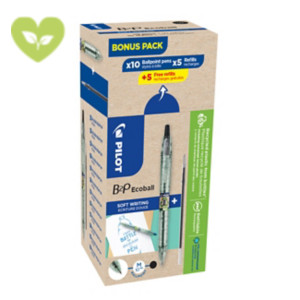 PILOT Green Pack 10 Penne a sfera a scatto Begreen B2p Ecoball + 5 Refill + 5 Refill compresi nel prezzo, Nero PILOT Green Pack 10 Penne a sfera a scatto Begreen B2p Ecoball + 5 Refill + 5 Refill compresi nel prezzo, Nero