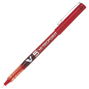 Pilot Hi-Tecpoint V5 Bolígrafo de punta de aguja, punta extrafina, cuerpo rojo, tinta roja