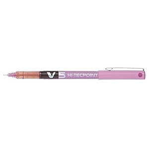 Pilot Hi-Tecpoint V5 Bolígrafo de punta de bola, punta extrafina, cuerpo rosa, tinta rosa