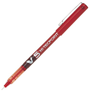 Pilot Hi-Tecpoint V5 Bolígrafo de punta de bola, punta extrafina, cuerpo rojo, tinta roja Pilot Hi-Tecpoint V5 Bolígrafo de punta de bola, punta extrafina, cuerpo rojo, tinta roja