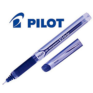 Pilot Hi-Tecpoint V5 Grip Roller Stick, Punta extra fine, Fusto blu con grip, Inchiostro blu